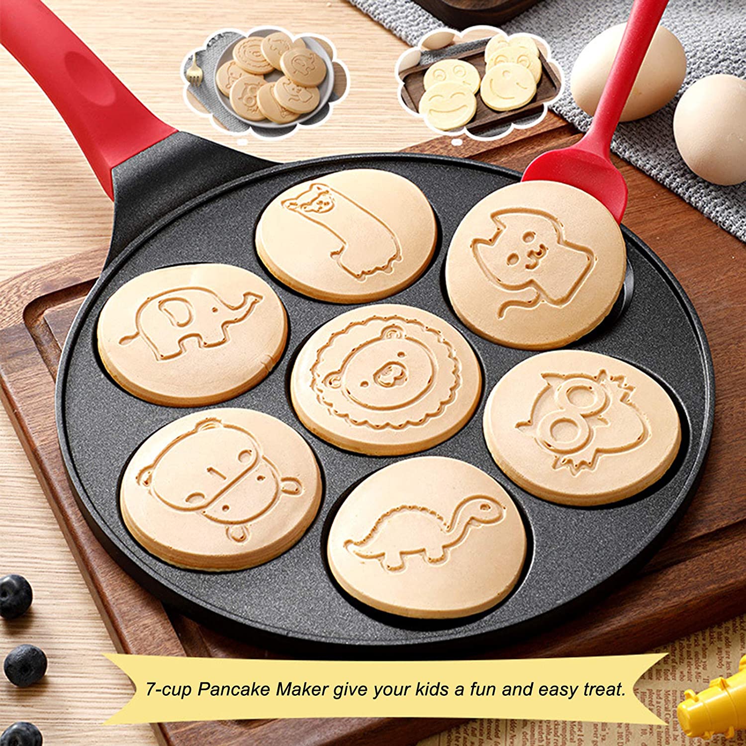 Pancake Maker / Pancake  Molds for Kids Nonstick  with 7 Animal Shapes