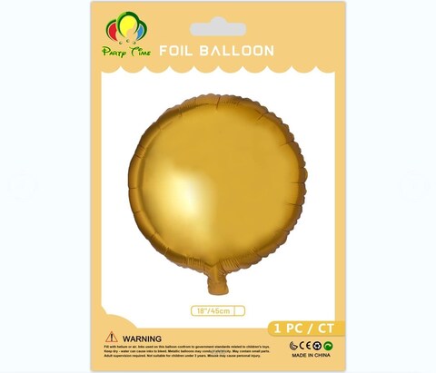 Party Time 1pc 18&quot; Shiny Gold Round Shaped Foil Mylar Balloons For Mother&#39;s Day, Wedding Decoration &amp; Engagement - Birthday Party Supplies