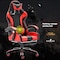 Adjustable PU Leather Gaming Chair - PC Computer Chair for Gaming, Office or Students, Ergonomic Back Lumbar Support with Footrest (C-Black and Red)