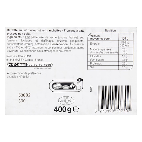 Carrefour Raclette Slice Cheese 400G