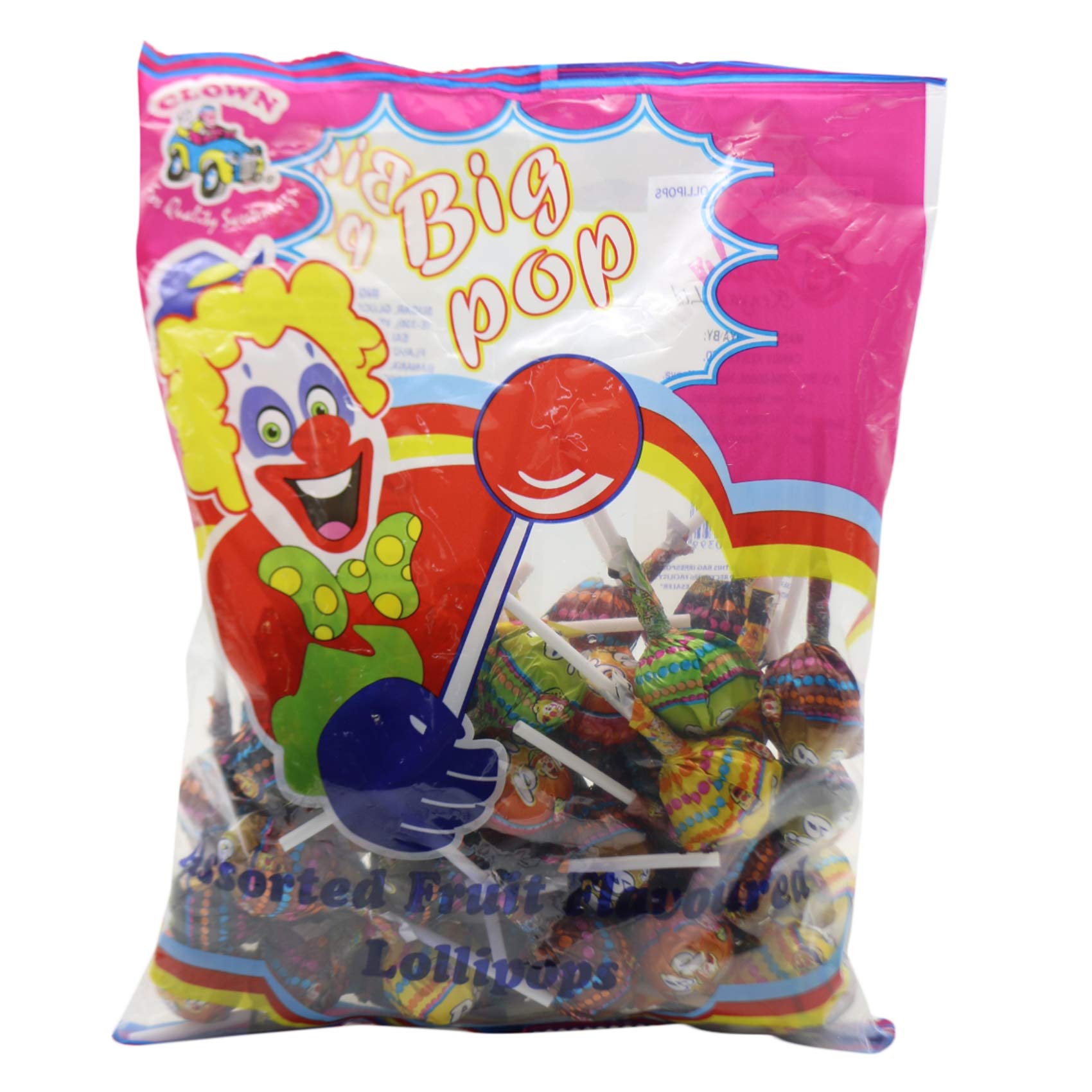 Clown Big Pop Fruit Flavoured Lollipop XXL 50 Pieces
