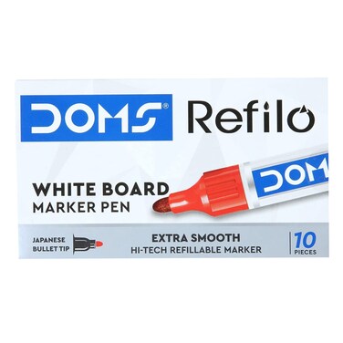 DOMS WHITE BRD MARKER PEN RED 10PK