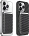 Monocarbon Real Carbon Fiber Magnetic Wallet [Magsafe Compatible] Card Holder For iPhone 14 iPhone 13 And iPhone 12 Series - Black