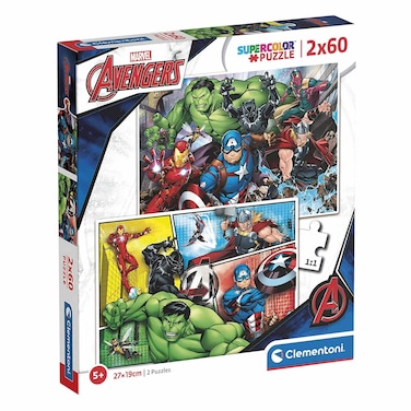 Clementoni 21605 Supercolor Marvel Avengers Puzzles Game 2 x 60 Pieces