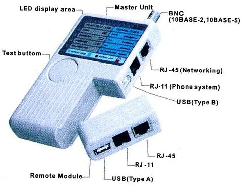 4 in 1 Phone Network Remote Cable Tester, RJ45 RJ11 BNC