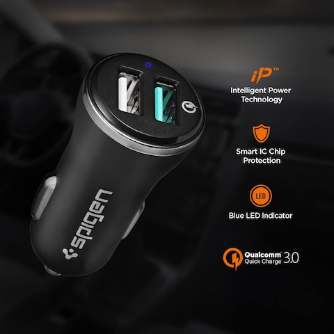 Spigen F27QC Quick Charge 3.0 Dual output USB Smart Car Charger QC 3.0 Smart 5V / 2.4A
