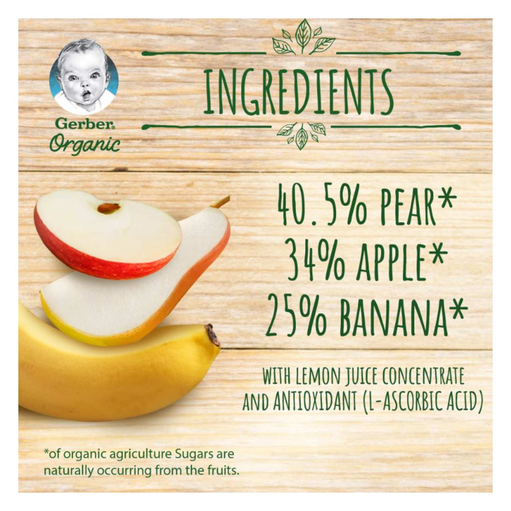 Gerber Organic Pear Apple And Banana Puree 90g