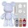 COOL BEAR COIN PIGGY BANK FIGURE (9 inch - 23 cm) ACRYLIC DRIP POUR PAINT COMPLETE KIT, Colors: Silver, Gold, Rose-Red. Acrylic Rich Pigments Fluid Flow Paint, Arts and Crafts.