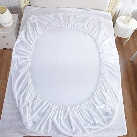 Waterproof Mattress Protector Cotton Blend White 120X200X25centimeter