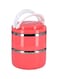 Delcasa Two Layer Lunch Box Pink/Silver/White 1.1L