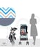 Moon Trek New Born One Hand Fold Multi Position Recline Stroller, Two Tray, Large Canopy And Shopping Basket - Blue Fashion Stripe