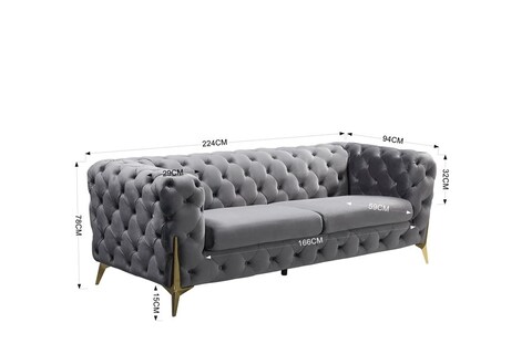 chesterfield moon Six seater living room sofa set furniture Italian modern luxury style velvet fabric chesterfield sofa