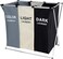 Brightshow 135L Laundry Hamper Sorter Basket Foldable 3 Sections With Aluminum Frame 25.5''&times;23''H Grey
