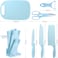 7 Sets of Wheat Straw Knives, Household Stainless Steel Fruit Kitchen Knives, Kitchen Knives(Blue)