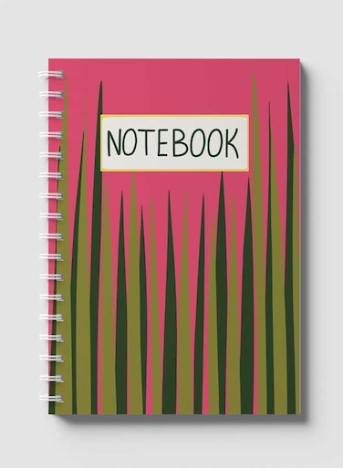 Lowha Spiral Notebook With 60 Sheets And Hard Paper Covers With Grass Design, For Jotting Notes And Reminders, For Work, University, School