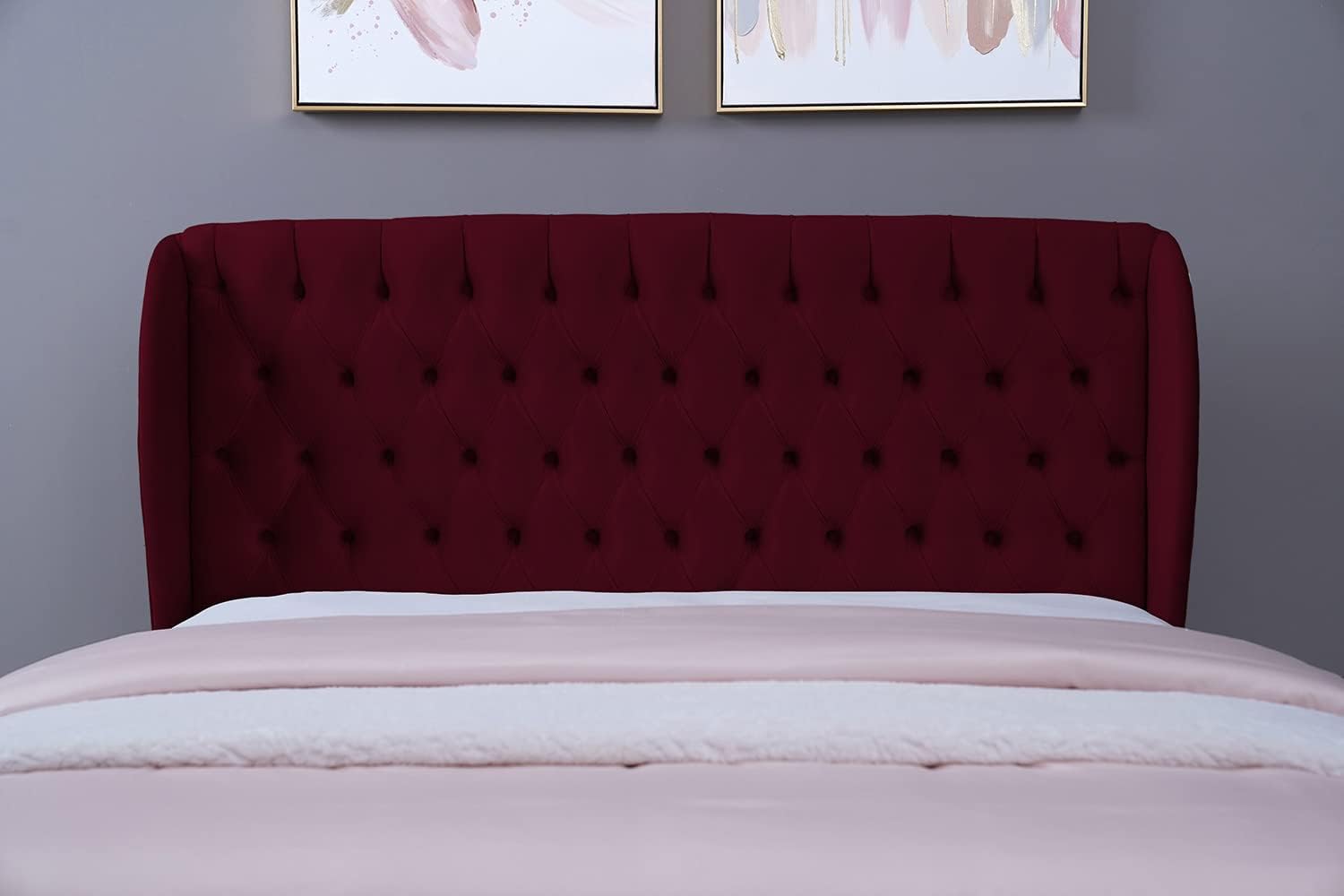 PAN Home Home Furnishings Pluto Headboard Velvet Maroon L-200: H-125cm 200x125 Maroon