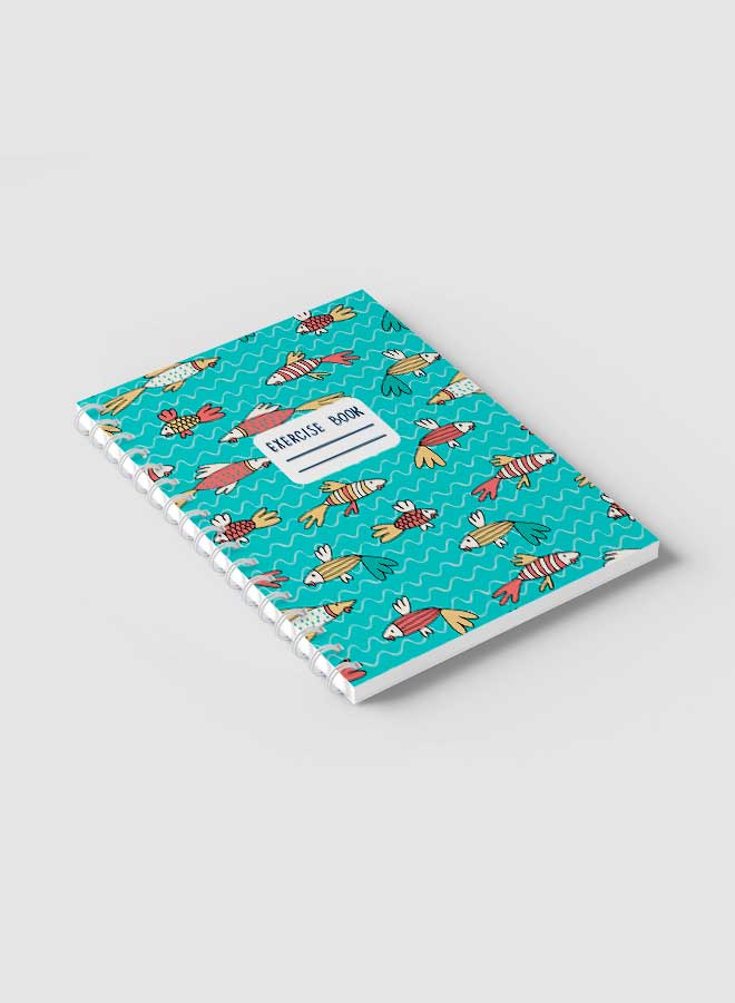 Lowha Spiral Notebook With 60 Sheets And Hard Paper Covers With Tropical Fish Design, For Jotting Notes And Reminders, For Work, University, School