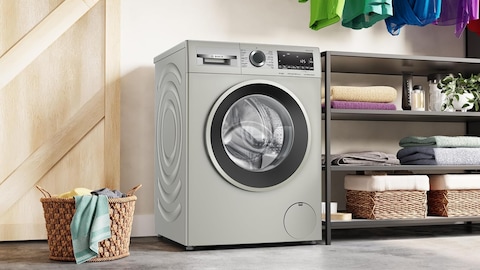 Bosch Series 4 Free-Standing Washing Machine, Front Loader, Touch Control Buttons, 10 Kg, Silver Inox, WGA2540XGC, Made in Turkey