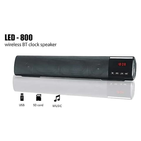 Kisonli LED-800B Wireless BT Speaker with Alarm Clock - Black