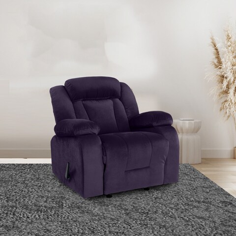 Buy In House Velvet Rocking Recliner Chair Dark Purple NZ50