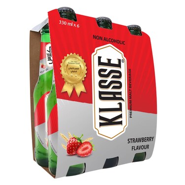 Klasse Strawberry Flavored Malt Drink, Glass Bottle 330ml&times; 6