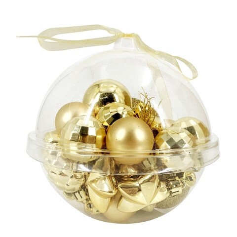 Christmas Magic Assorted Christmas Baubles 22-Pieces- Gold