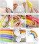 Party Time 50-Pieces Rainbow Latex Balloons - 260q Long Balloon &amp; 10" Round White Balloons For Baby Shower, Birthday Party Decoration Party Supplies