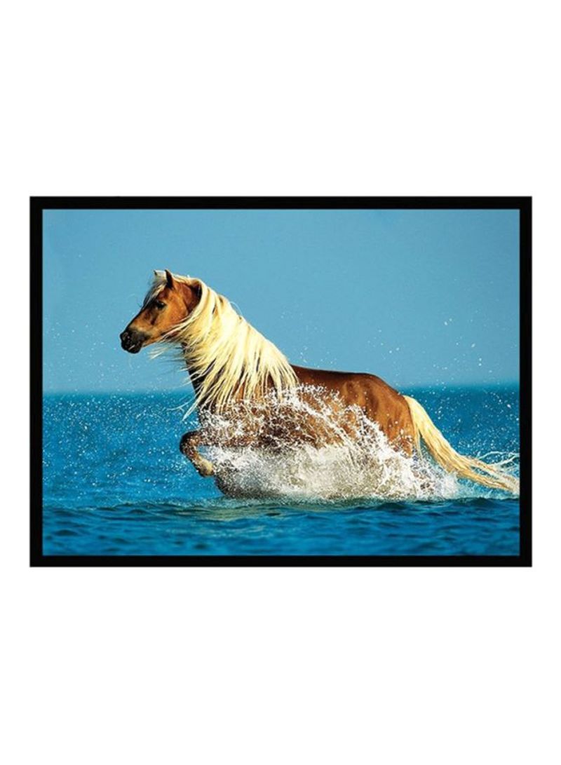 Spoil Your Wall Horse Themed Poster With Frame Blue/Brown/Black 55x40cm