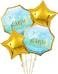 Party Time 4-Pieces 22inch Blue Oh Baby Foil Balloon and Gold Star Foil Balloon For Baby Shower Party Decoration - Baptismal, Baby Shower Balloon, Gender Reveal Party Decoration Supplies