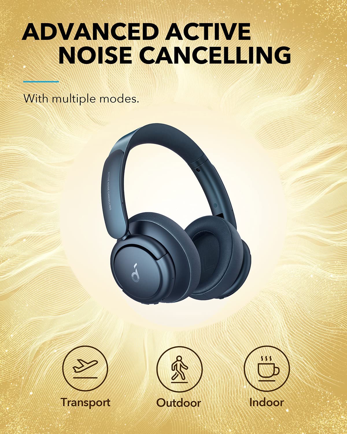 Soundcore Anker Life Q35 Multi Mode Active Noise Cancelling Headphones, Bluetooth Headphones With Ldac For Hi Res Wireless Audio, 40H Playtime, Comfortable Fit, Clear Calls (Obsidian Blue)