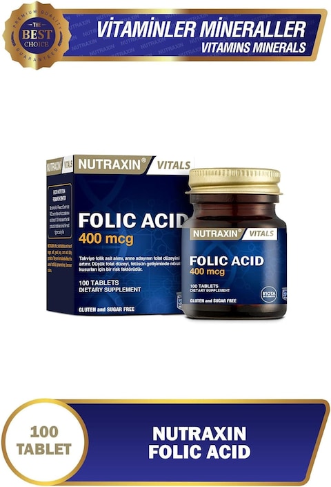 Nutraxin Vitals Folic Acid 400mcg 100 Tabs
