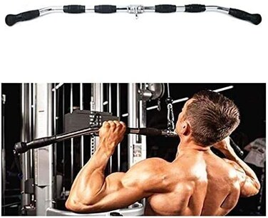 Max Strength Barbel Machine Cable Attachment Pro Grip Revolving Curl Bar Non Slip Handle Bar Pro Grip Revolving Curl Lat Bar-Silver, 47Inch/120cm For Bicep Tricep