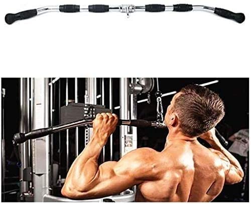 Max Strength Barbel Machine Cable Attachment Pro Grip Revolving Curl Bar Non Slip Handle Bar Pro Grip Revolving Curl Lat Bar-Silver, 47Inch/120cm For Bicep Tricep