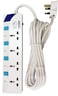 Stargold Extension Cord, Stargold Overload Protector Electric Charging Lead 4 Ac Output, 3250W/13A, 5*1.25Mm&sup2;/5M Long Power Cable, Heavy Duty Charging Station- White