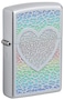 Zippo 49780 205 Heart Design Satin Chrome Windproof Lighter