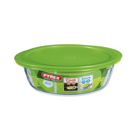 Pyrex Round Food Container With Lid - 1.1 Liter - Green