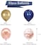 Party Time Rose Gold Blue Balloons Supplies, 50 pcs 12 Inches Navy Blue and Gold Metallic Balloons with Rose Gold Ribbon for Wedding, Birthday Party Decorations
