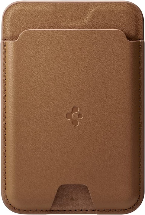 Spigen Valentinus (MagFit) Magnetic Wallet Card Holder [3-Cards] designed for MagSafe Compatible with iPhone 14 iPhone 13 and iPhone 12 Models - Brown