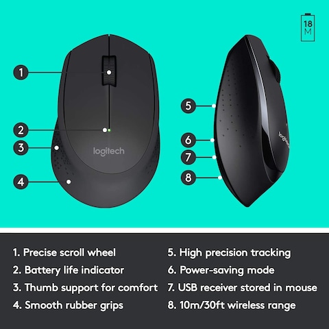 Logitech Mk345 Wireless Combo Full-Sized Keyboard With Palm Rest And Comfortable Right-Handed Mouse - Black