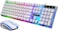 Data Zone Backlit Wired Keyboard And Gaming Mouse, Multicolor LED Lights, Mechanical Feel, G21, White