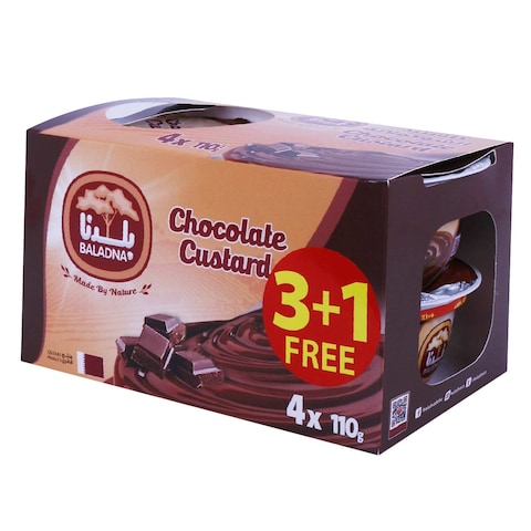 Baladna Chocolate Custard 110g x Pack of 4