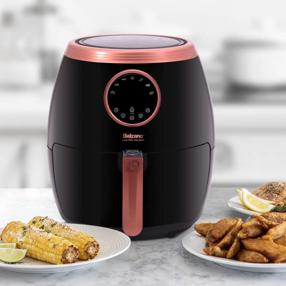 Balzano 5.6L/XXL Air Fryer With Rapid Air Technology, 10 Preset Programs, Digital Control Panel, 1800W, Plastic, AF716, Rose Collection - 1 Year Warranty