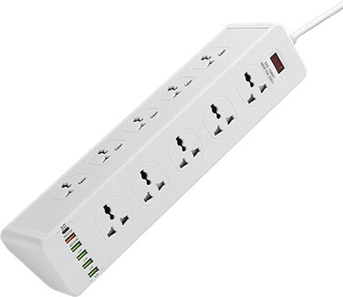 AL ARQAM 5 USB Socket 10-Way Power Strip with USB Type-C Port Charging Slot Extension Cable