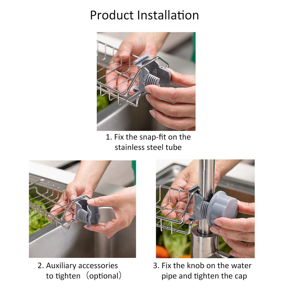 Generic-Faucet Rack Stainless Steel Hollow Ventilation  Free Punching Kitchen Sink Storage Rack