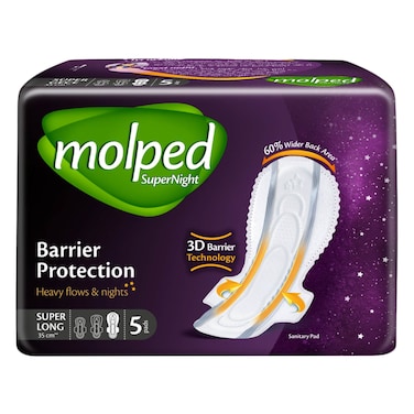 Molped Supernight Long Sanitary Pads 5 Count