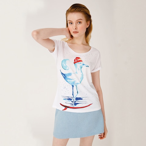 Anemoss Seagull Womens Shirts, Short Sleeve, Cotton, Crewneck Tshirts for Women, Ultra Soft, Modern Fit Women’s T-Shirts