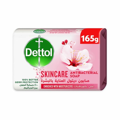 Dettol Skincare Antibacterial Bathing Soap Bar, Rose &amp; Sakura Blossom, 165g