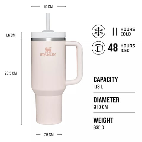 Stanley Quencher H2.0 Flowstate Tumbler 1.2L Rose Quartz