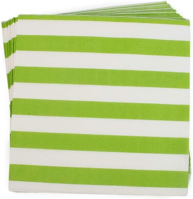 Lime Green Decor Stripes L-Napkins 16 pcs