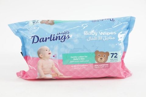 DARLINGS BABY WIPES GENTLE LOTION FOR BABY SKIN 72 BABY WIPES